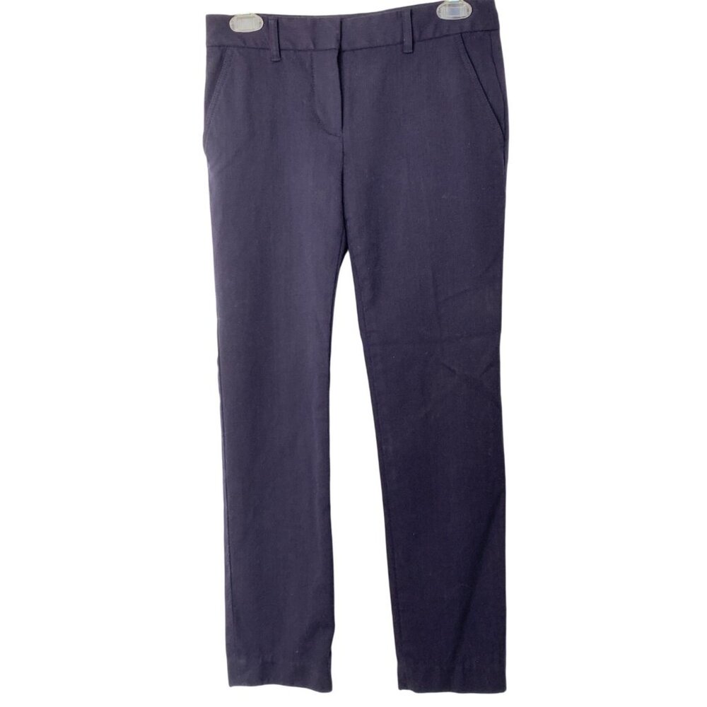 Tory Burch Skinny Pant Navy Wool Tweed Crop Size 0 GUC Career Low Rise $278